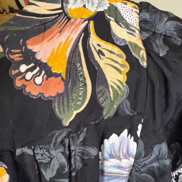 All Saints Black Floral Midi Dress - Picture 9 of 15